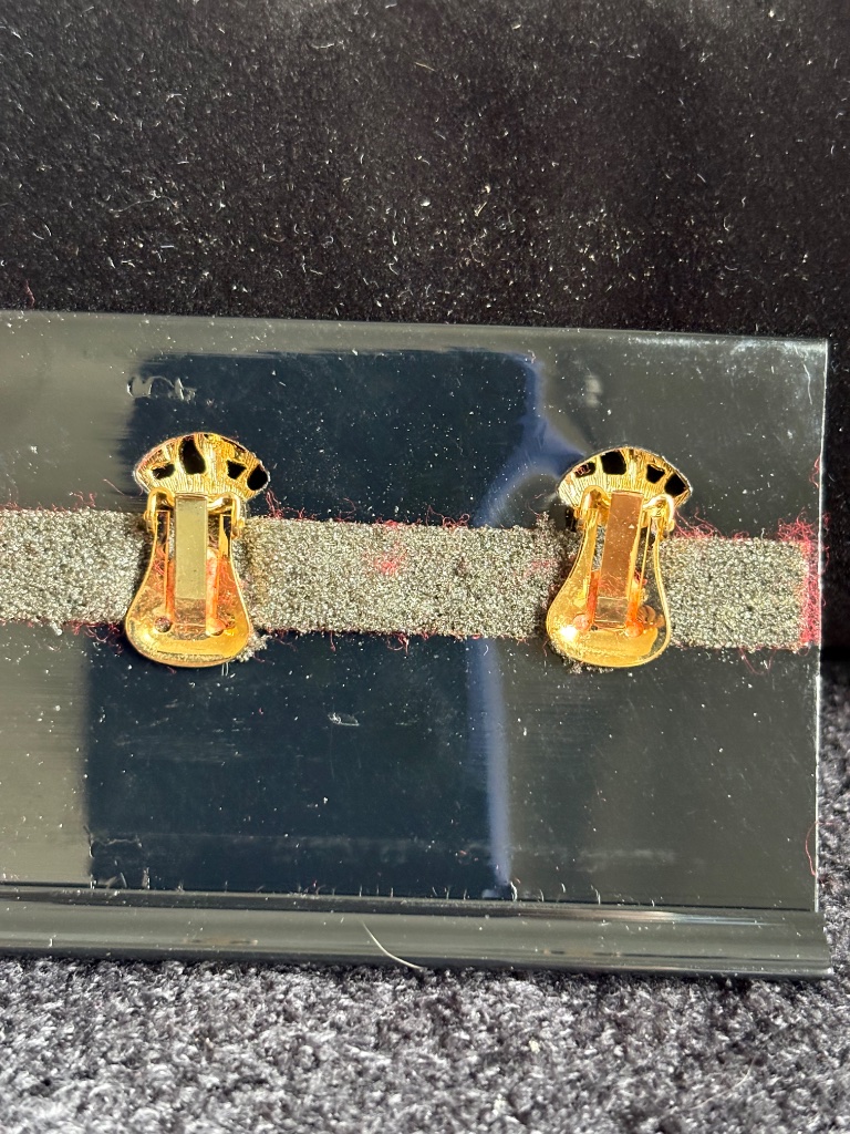 Nwt Vintage Kjl Kenneth Jay Lane Amber Sunburst Clip Earrings Etruscan Gold Noc — image 6 of 6